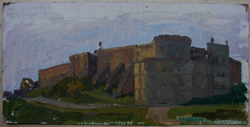 Ukrainian Soviet Oil Painting impressionism architecture fortress