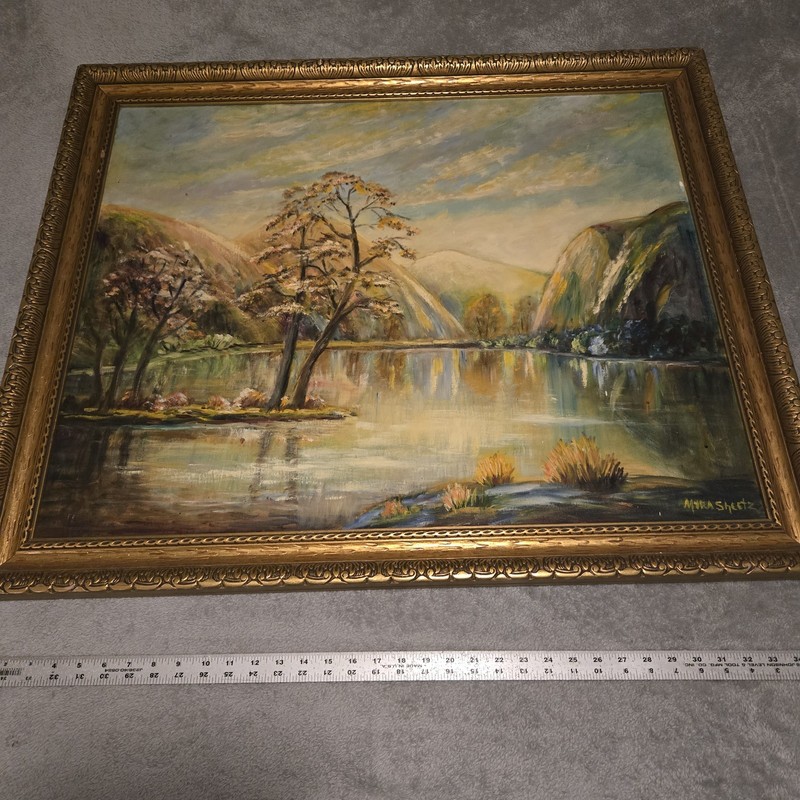 Original Oil On Canvas Landscape Signed Myra Sheetz 37in X 31in gallery
