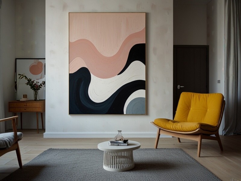 Scandinavia organic shape LARGE acrylic painting