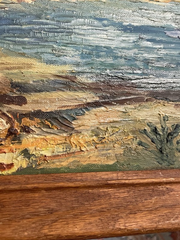 VTG Original Oil Painting 3D Palette Knife Forest Landscape Wood Frame 12x16 MCM gallery