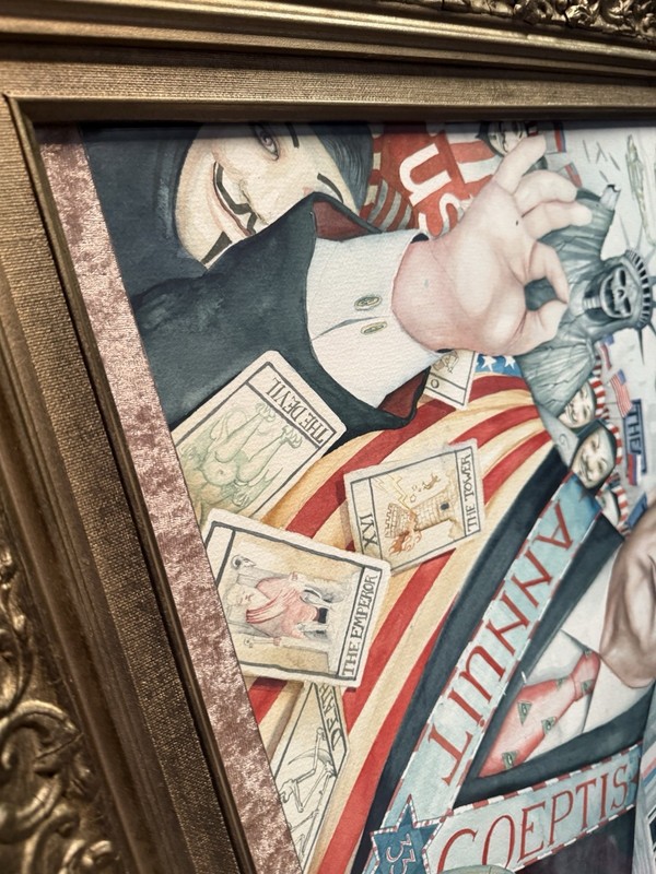 “Insurrection” Dominic Murphy Original Watercolor Depicting Trump & January 6 gallery
