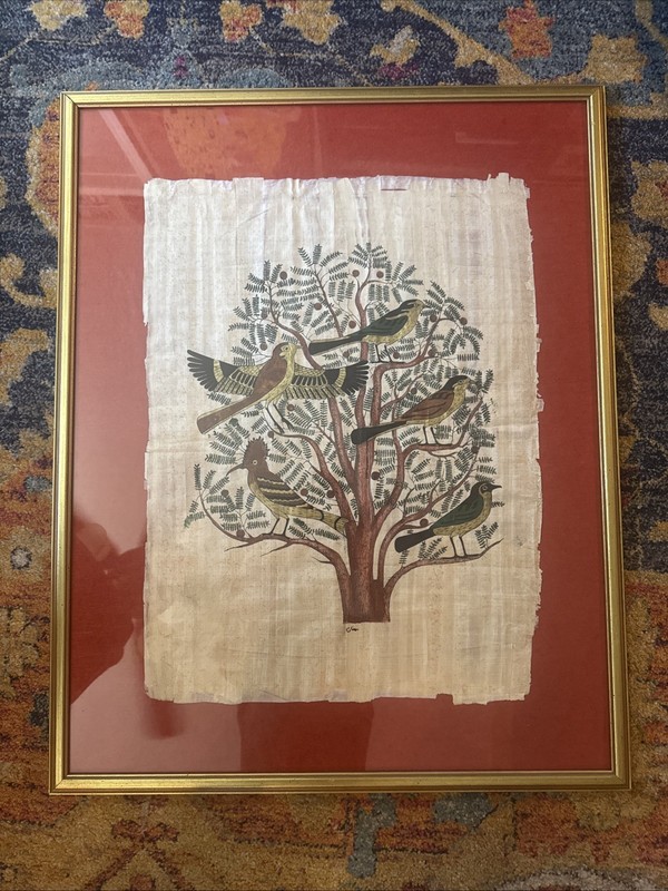 Vintage Pyramids Papyrus Painting