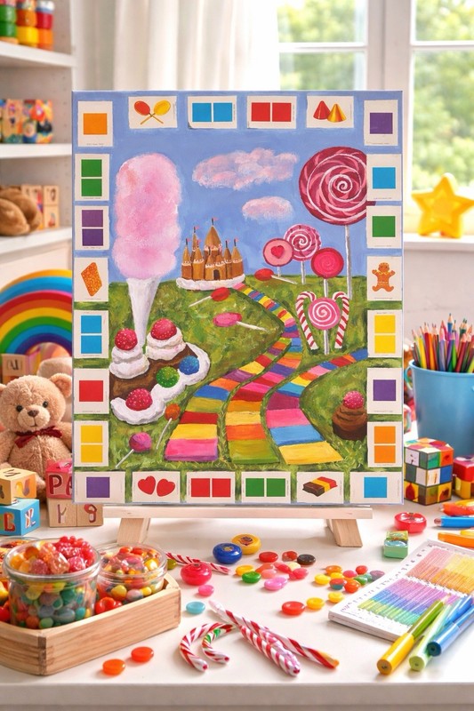 Candyland Inspired Painting Colorful Candy Art Whimsical Wall Decor gallery