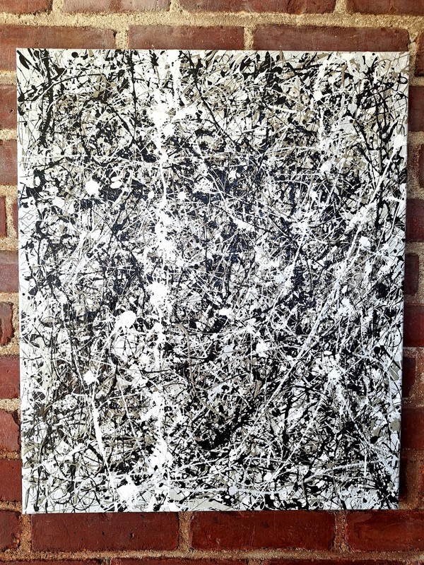 Original Abstract Action Painting jackson pollock style signed art decor paint gallery