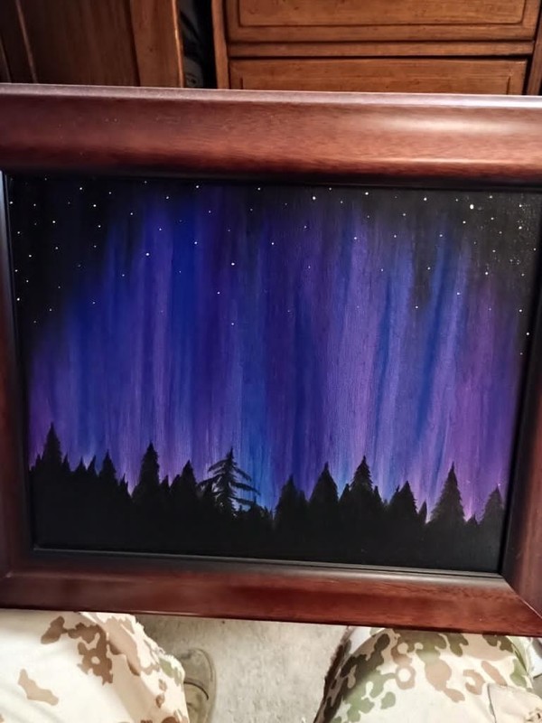 Aurora Borealis Original Oil Painting On Canvas 11×14