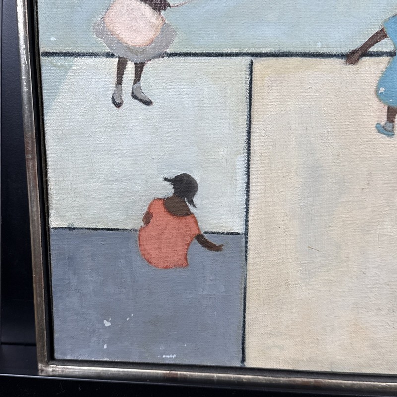 David Altshuler 1966 Oil On Board Painting Children Playing 18”x12” gallery