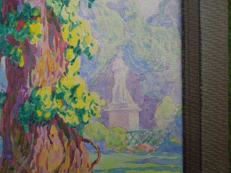 Antique Signed Achille Pijohrien Impressionist Colorful Watercolor Painting gallery