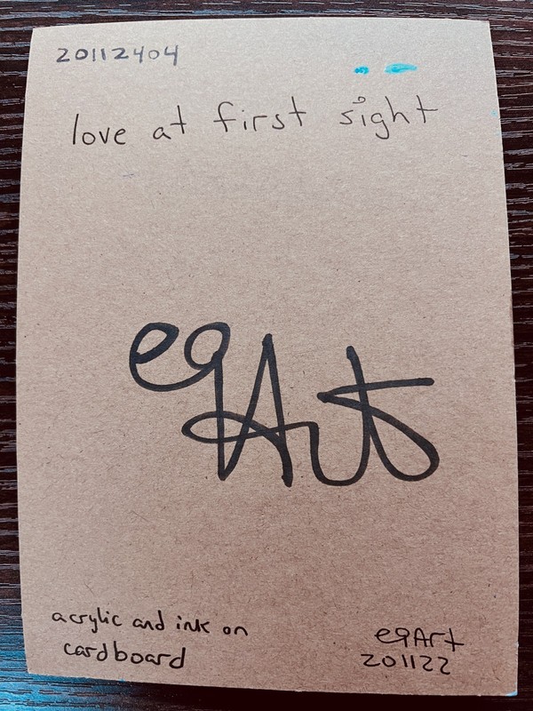 e9Art 5x7 'love at first sight' outsider art brut desert sun cactus naive raw gallery
