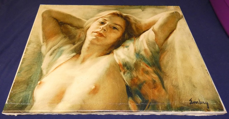 Evelyn Embry Oil on Canvas Original Painting 22″ x 27″ – Damaged – 1970’s 1980’s