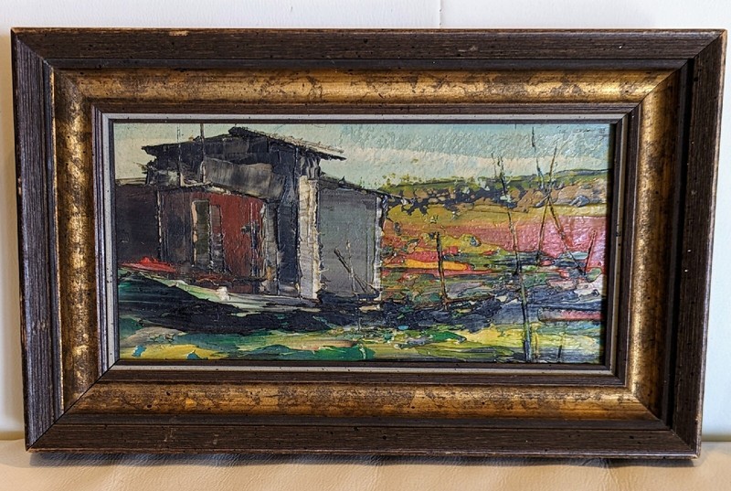 1965 Vintage Impressionist Italian Landscape Oil Painting pallette knife impasto