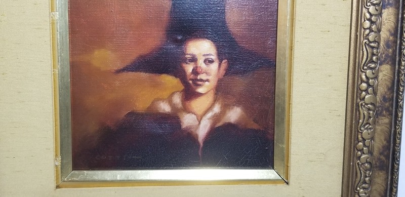 Vintage Cotti Signed Painting Boy Clown Framed Artwork Signed By Artist gallery