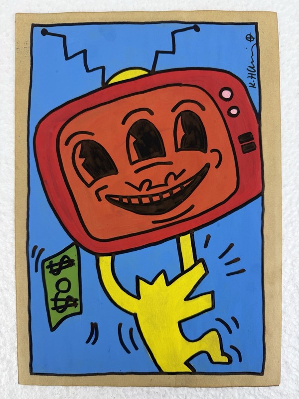 Keith Haring Drawing on paper signed & stamped