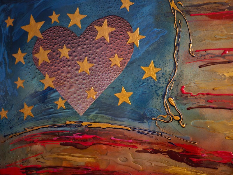 Rare And Unique American Flag Acrylic Painting 48" x 36" Unframed gallery