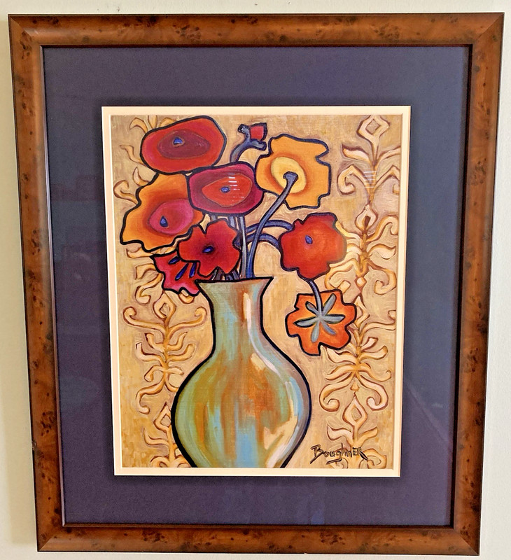 Elisa Boughner Still Life Original Signed & Framed Flower Bouquet in Vase NICE