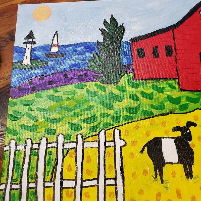 OOAK Original Art "Maine 'Oreo' Cows and a Diva" by William Davis gallery