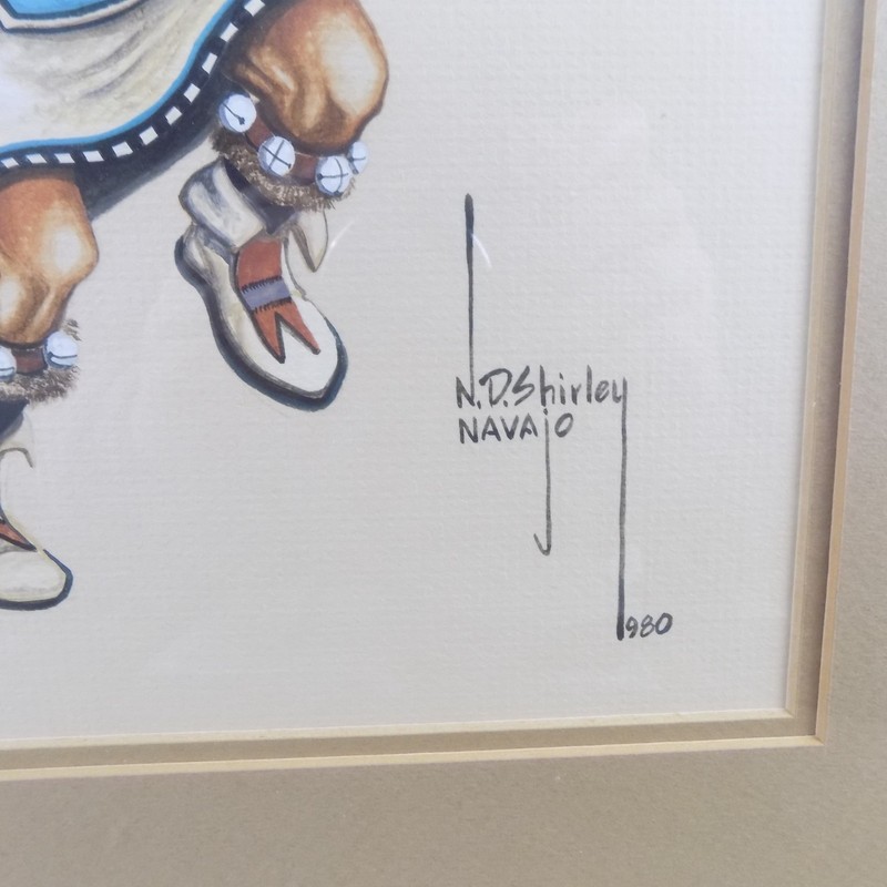 1980 Nelson Dodge N.D. Shirley Navajo Dancer Watercolor Painting 18" x 22" gallery