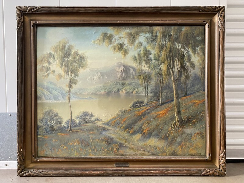 🔥 Fine Antique Early California Plein Air Landscape Painting – LINDER, 1920s