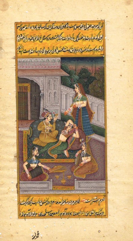 Harem Scene Art Indian Mughal Miniature Handmade Painting On Paper 5x9 Inches gallery