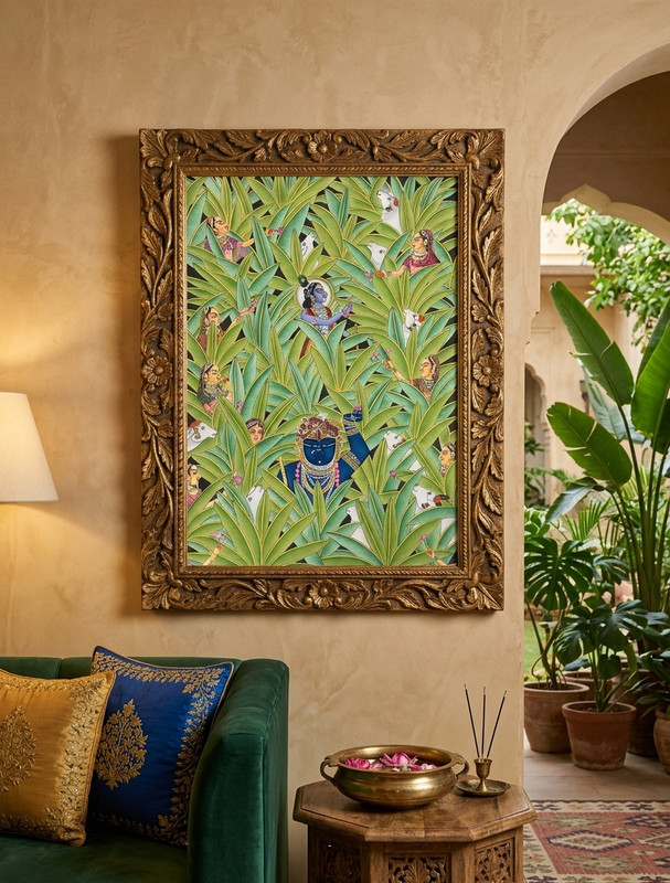 Krishna Detailed Pichwai Painting, wall decor, Home decor