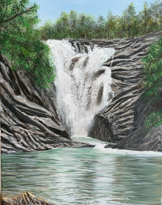 Original Oil Painting | David Aaron Buck | 12 x 16 | Canvas | Small Waterfall
