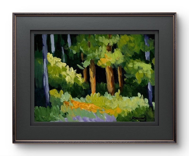 R Stevens Forest Landscape Original Acrylic Painting 9×12 Woodland Path