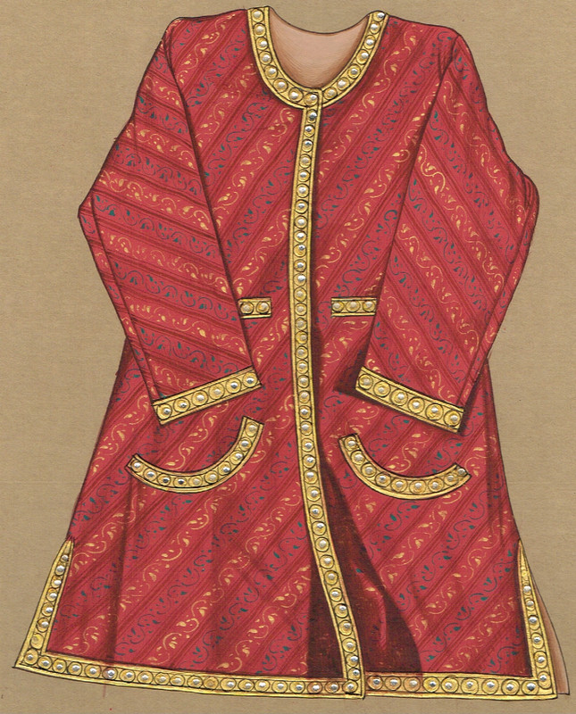 Indian Miniature Painting Of Vintage kaftan Dress Of Empress On Paper 7x9 Inches gallery
