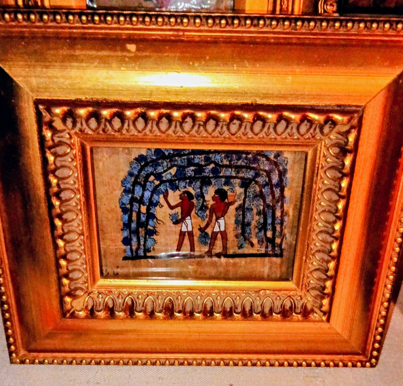 Small Framed Folk Art Painting – Egyptian Figures Theme, Single Piece