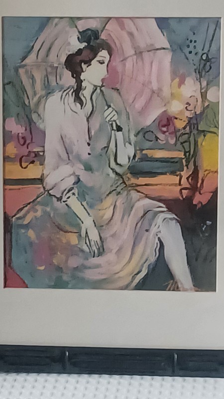 Vintage signed Isaac Maimon "Spring Showers " Framed Art Work gallery