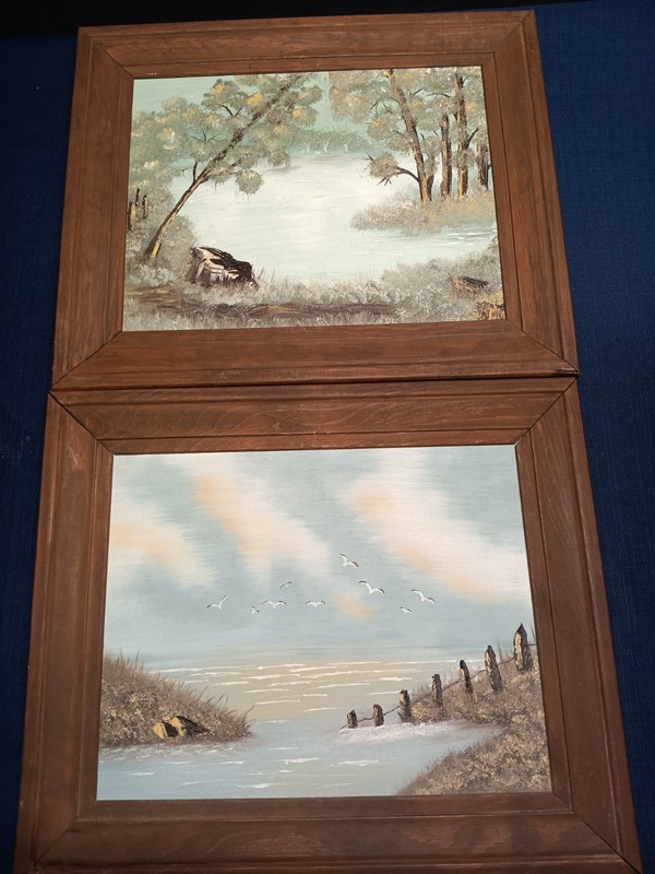 Vintage 80s hand Signed Oil Painting Ocean Beach Framed realistic Scenic Picture