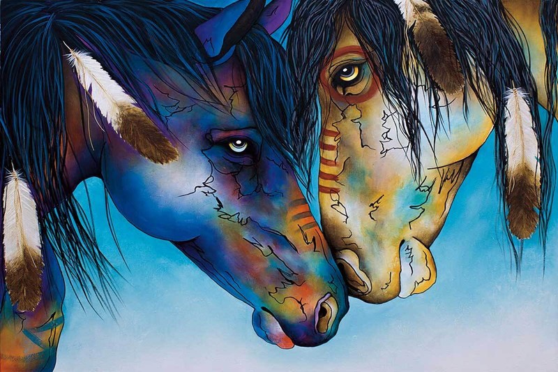 Micqaela JONES » Kindred Spirits » Western Shoshone Canvas Native Horse Art