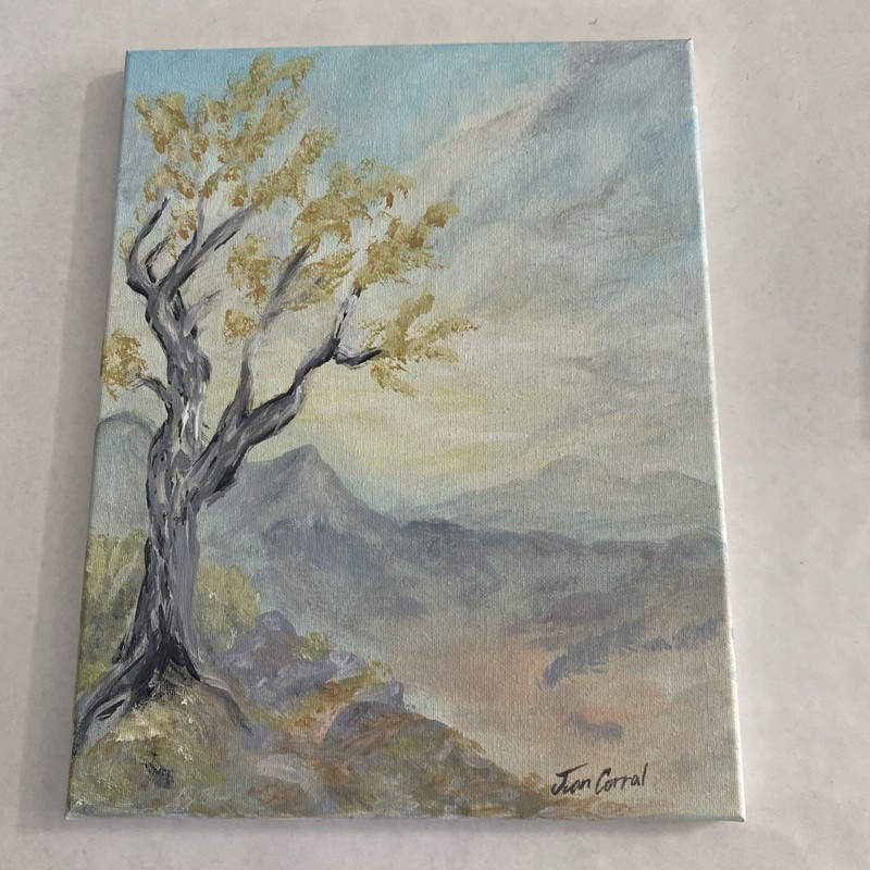 Original Art Acrylic Painting On Canvas COA By Juan Corral Signed 11” X 14”
