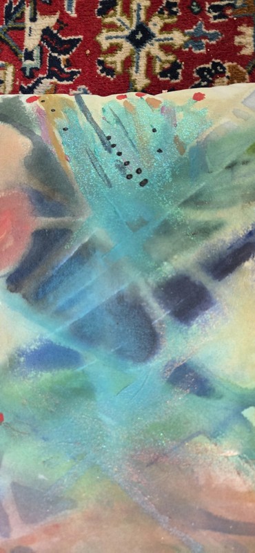 Deborah Newton "Pillow" Mixed Media Painting Watercolor Psychedelic 20X15 " Rare gallery