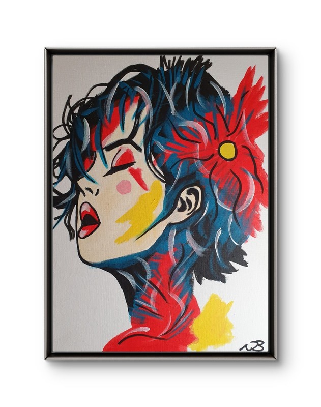 ORIGINAL ACRYLIC PAINTING 12×16 FEMALE PORTRAIT ABSTRACT WALL ART HAND PAINTED