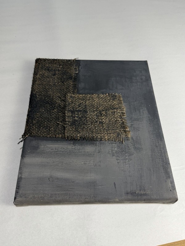 Handmade Wabi Sabi Inspired Abstract Burlap Wall Art Gray 8×10 Canvas