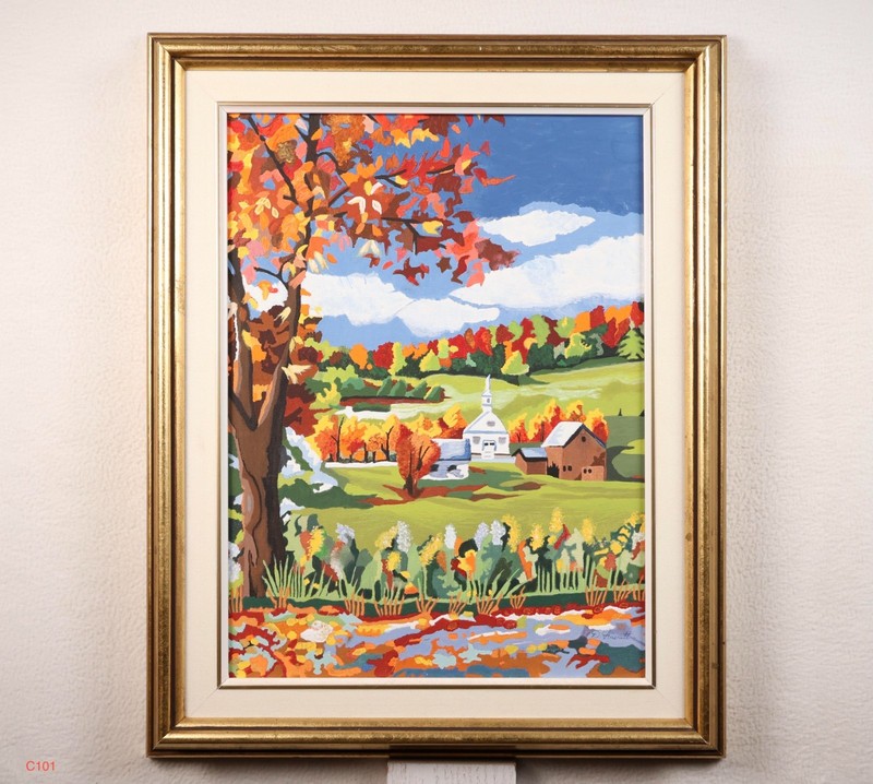 Vintage Paint by Number «Autumn Hills» Framed 2000s Craft House Corp