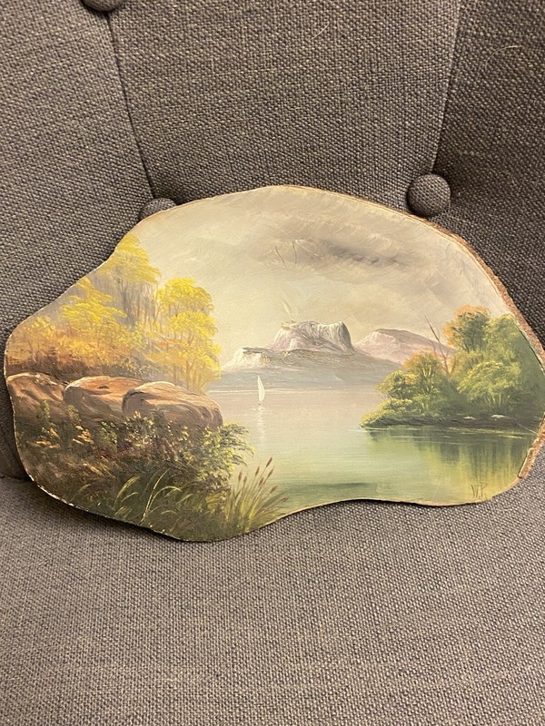 Antique California Painting Autumn Landscape Orange-wood 1938 Signed Percival