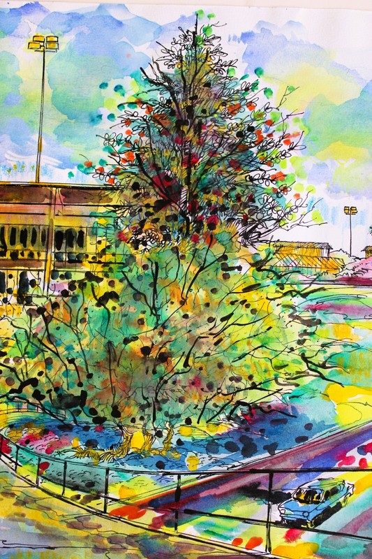 J DAVID 1934 WATERCOLOR INK PAPER 2012 SIGNED VISTA DO ATERRO RIO JANEIRO BRAZIL gallery