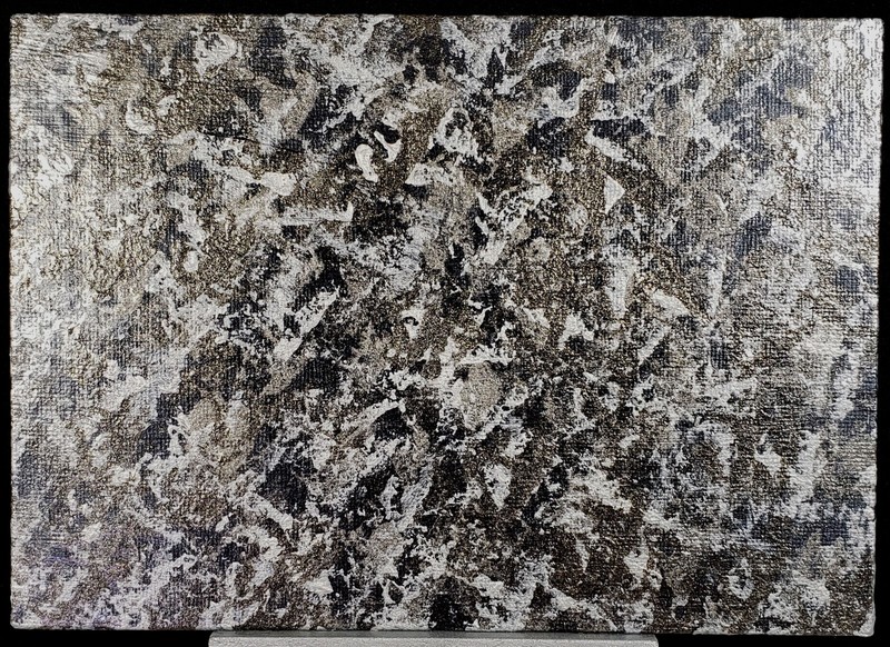 «Metallic Steel Mix» 5″ x 7″ Original Acrylic Abstract Painting Art Unframed