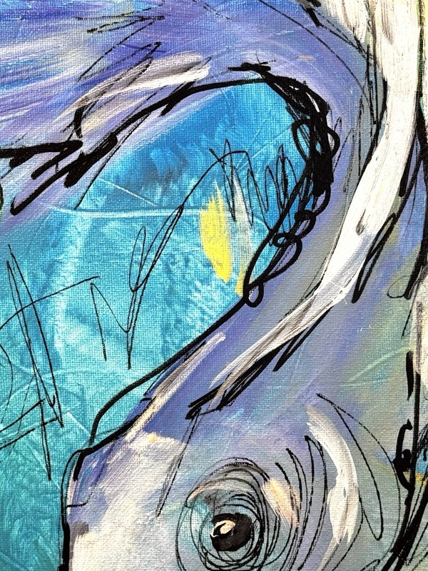 Original Abstract Expressionism 11x14 Fish Handmade Signed Fine Art 110 gallery