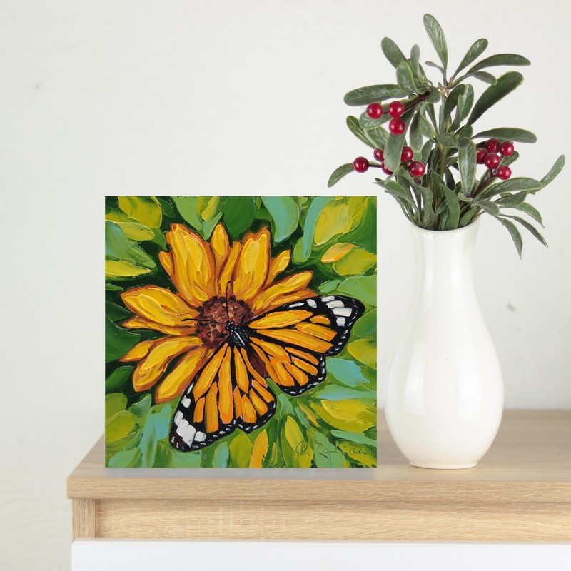 Monarch Butterfly Original Oil Painting Impasto Butterfly Wall Art Small 6x6 Art gallery