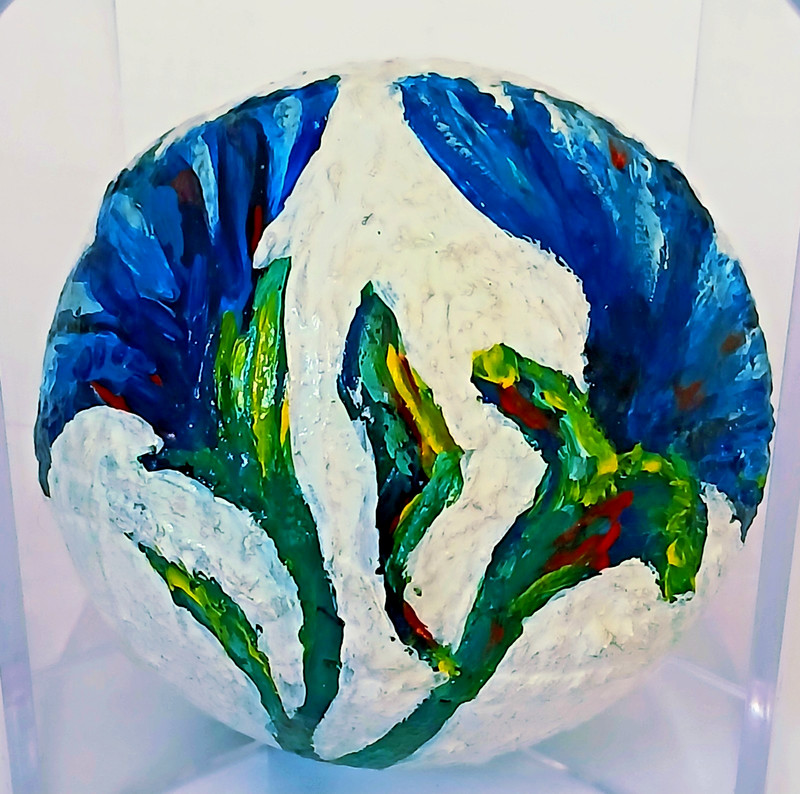 Francisco Lindor HAND Painted BASEBALL 1 of 1 Original THE LINDOR Blue FLOWERS gallery