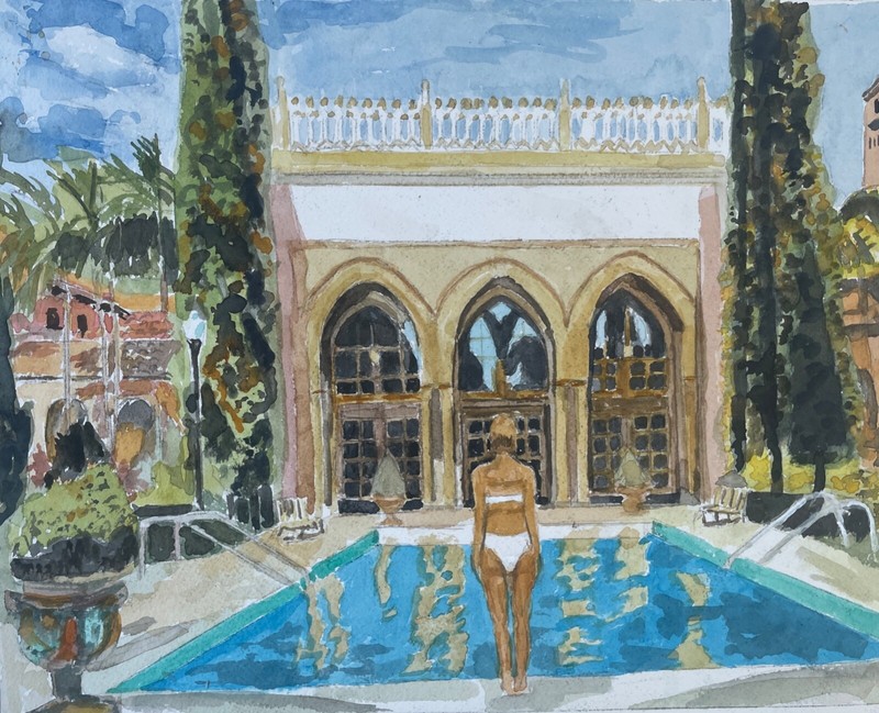 Boca Raton, FL, Boca Raton Club / Orig. W/C / 12"H xc 16"W / Mimi Davis, Artist gallery