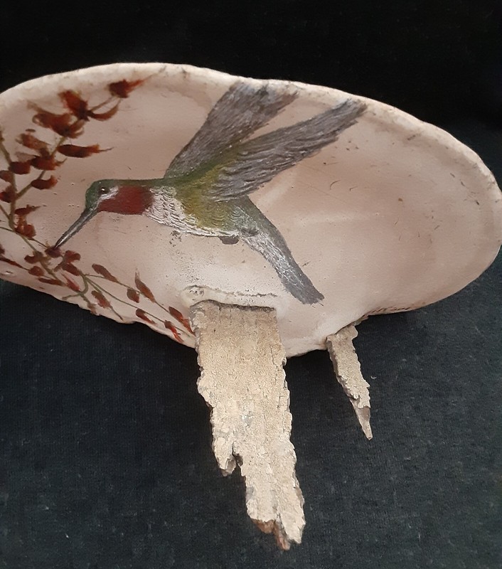 Handpainted Hummingbird On Tree Fungus Mushroom Conk Signed gallery