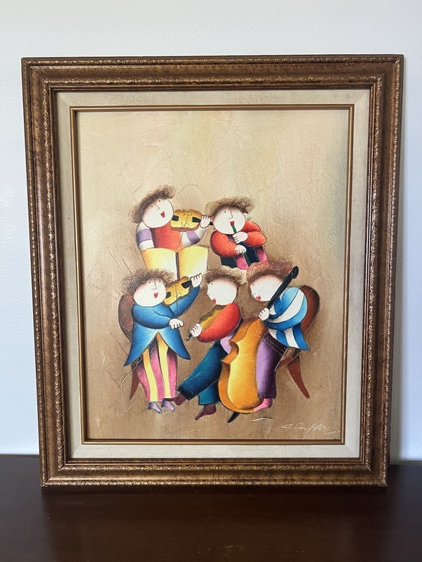 J. Roybal Signed Original Children Playing Music 21″ X 25″ Framed