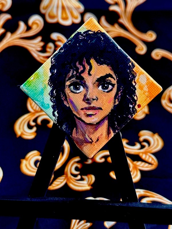 Michael Jackson “ANIME” mini Original Hand Painted on Canvas by Uni Xi 2”x 2”