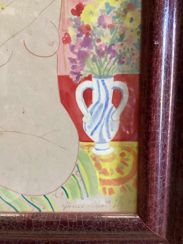 Signed HENRI MATISSE 1933, INK and WATERCOLOR gallery