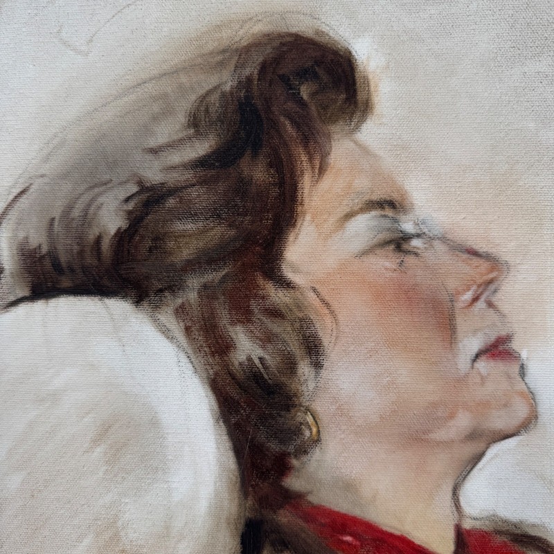 Original Mid-Century Portrait Study Oil Painting in Gilt Frame gallery