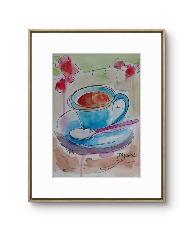 MONA VIVAR Original 12x9 Teacup Kitchen Impressionism Fine Art Painting gallery