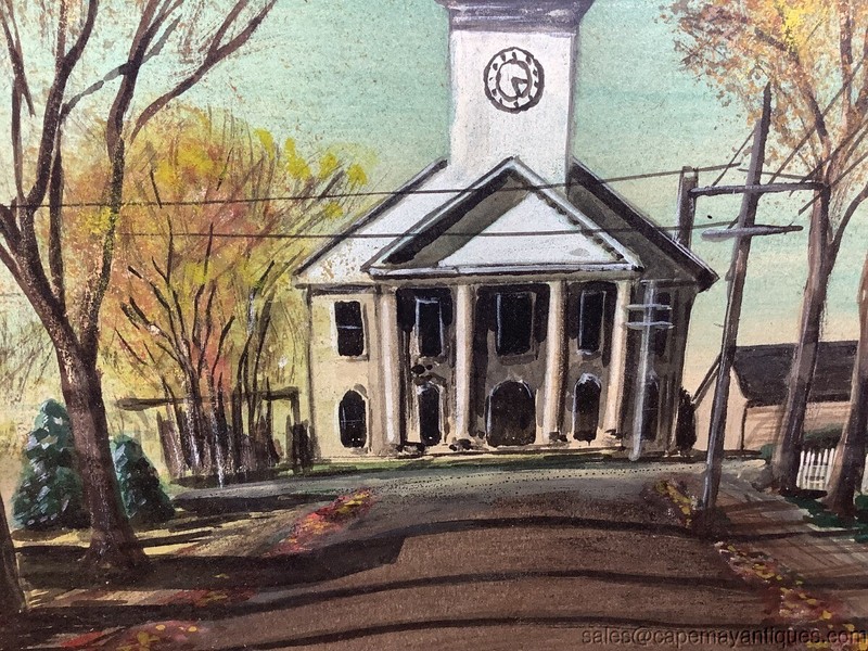 Drawing Colored Pencil Charcoal Quaint American Town Picket Fence State Building gallery