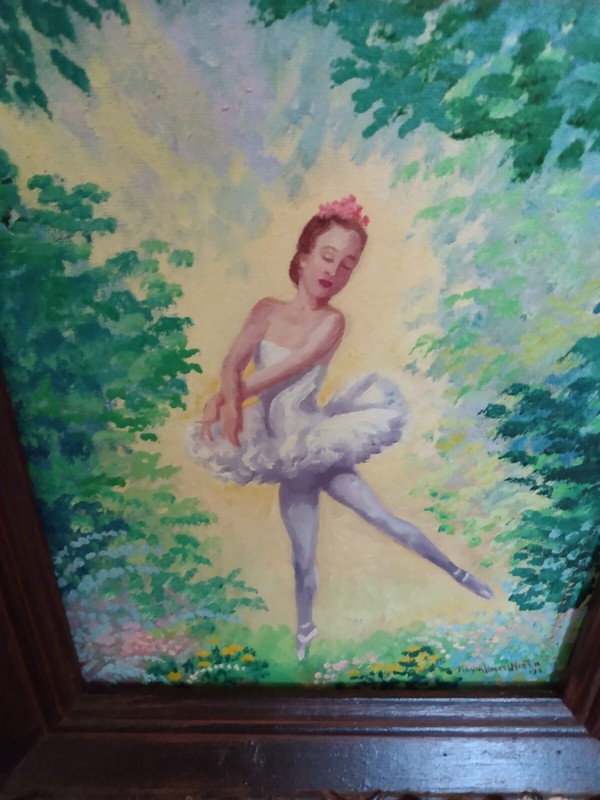1973 Artist Signed Oil Painting Artwork Art Framed Ballerina Ballet Dancer Dance gallery